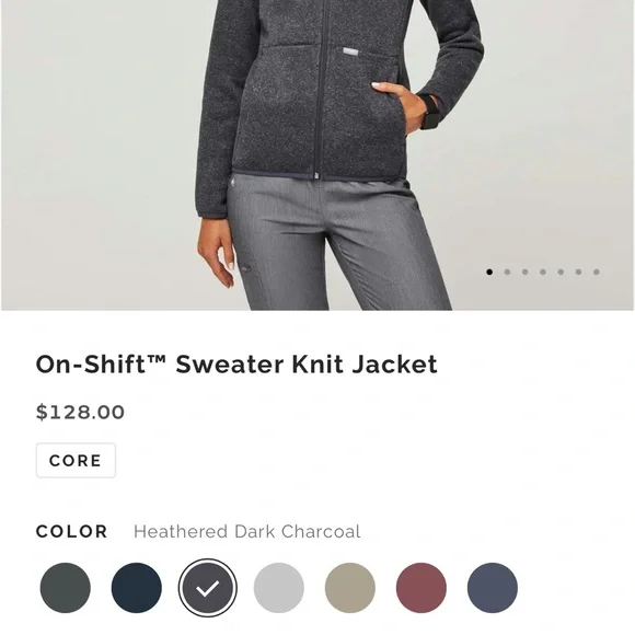 NEW Figs On Shift knit sweater jacket heathered darked charcoal - Picture 3 of 5